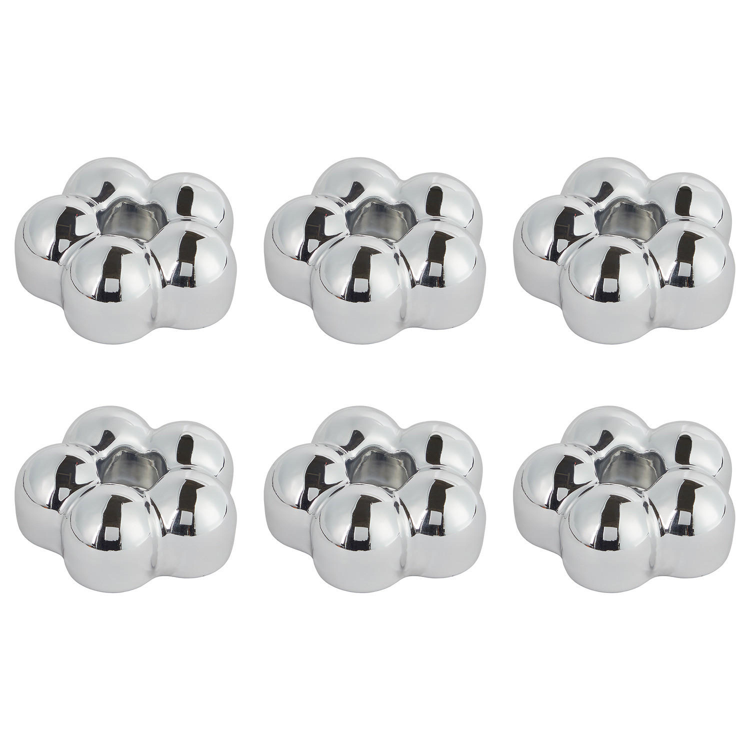 KERZENHALTER (6er-Set) Bloom Ø7cm - Silberfarben, Glas (7/3/7cm) - Butlers