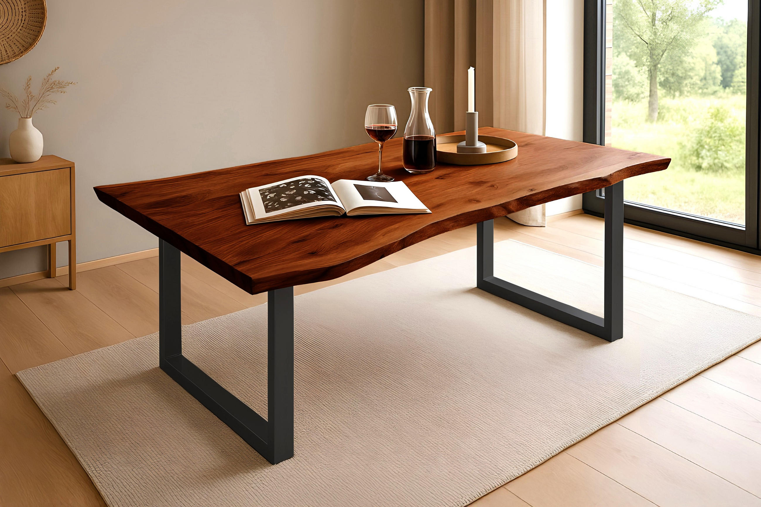 ESSTISCH MAX - Nussbaumfarben/Schwarz, Holz/Metall (80/120/77cm) - SAM