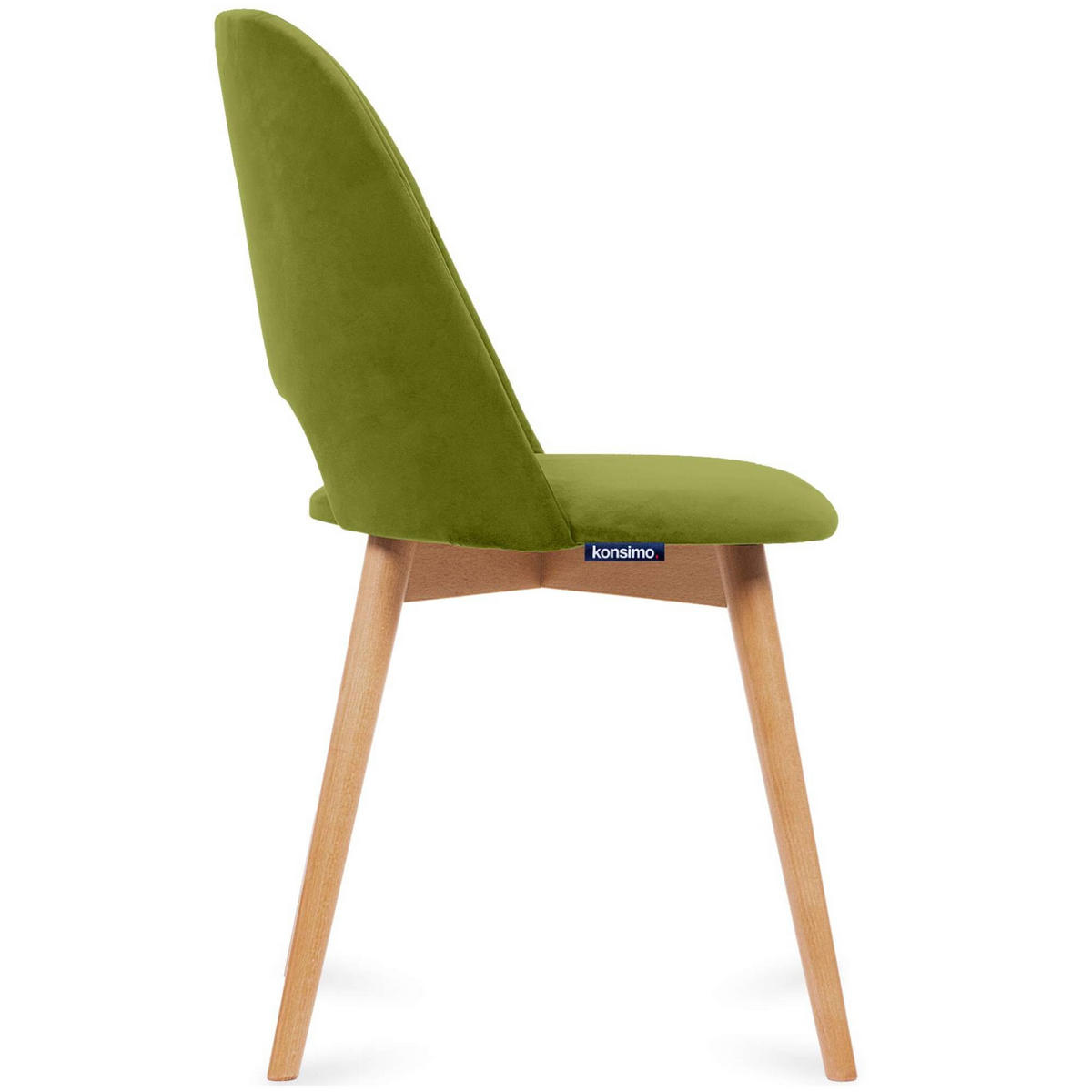 ESSZIMMERSTUHLE TINO 2-tlg Velours-Sitz, Oliv - Eichefarben/Olivgrün, Holz/Textil (48/86/44cm) - KONSIMO®