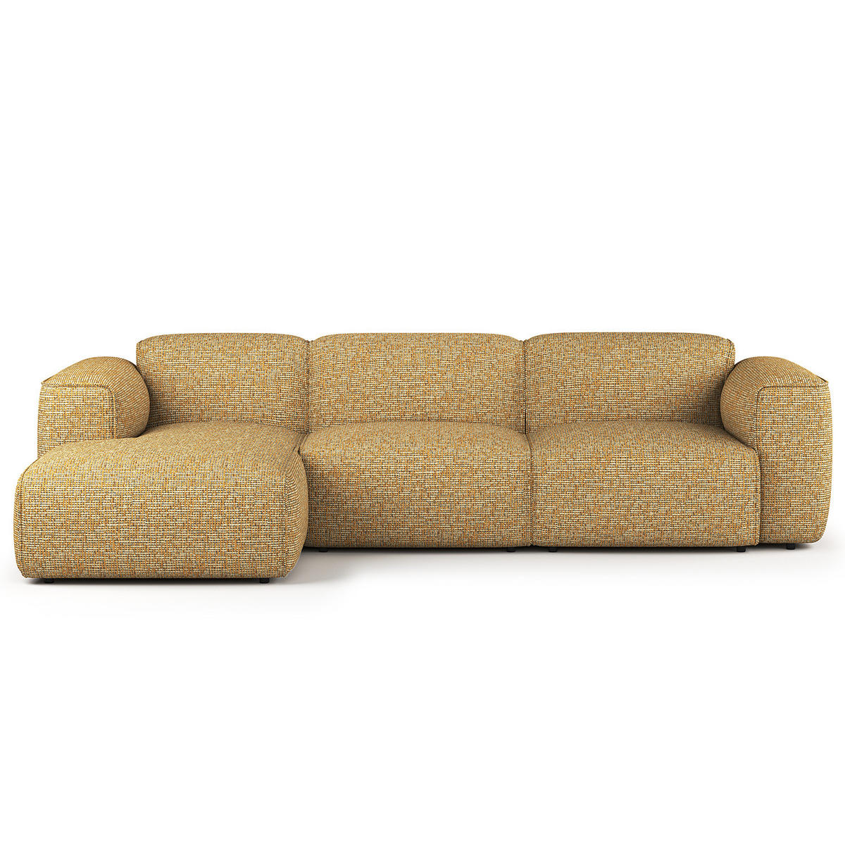 3-SITZER ECKSOFA mit Longchair - Schwarz/Honig, Kunststoff/Textil (284/173cm) - home24