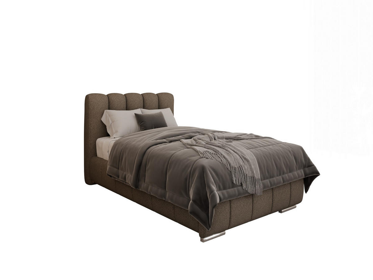 POLSTERBETT Zaira 100x200cm – Elegantes Polsterbett für modernen Wohnstil , Taschenfederkernmatratze Pocket KOKOS (20cm), braun - Braun, Holz (100/200cm) - Panda Möbel