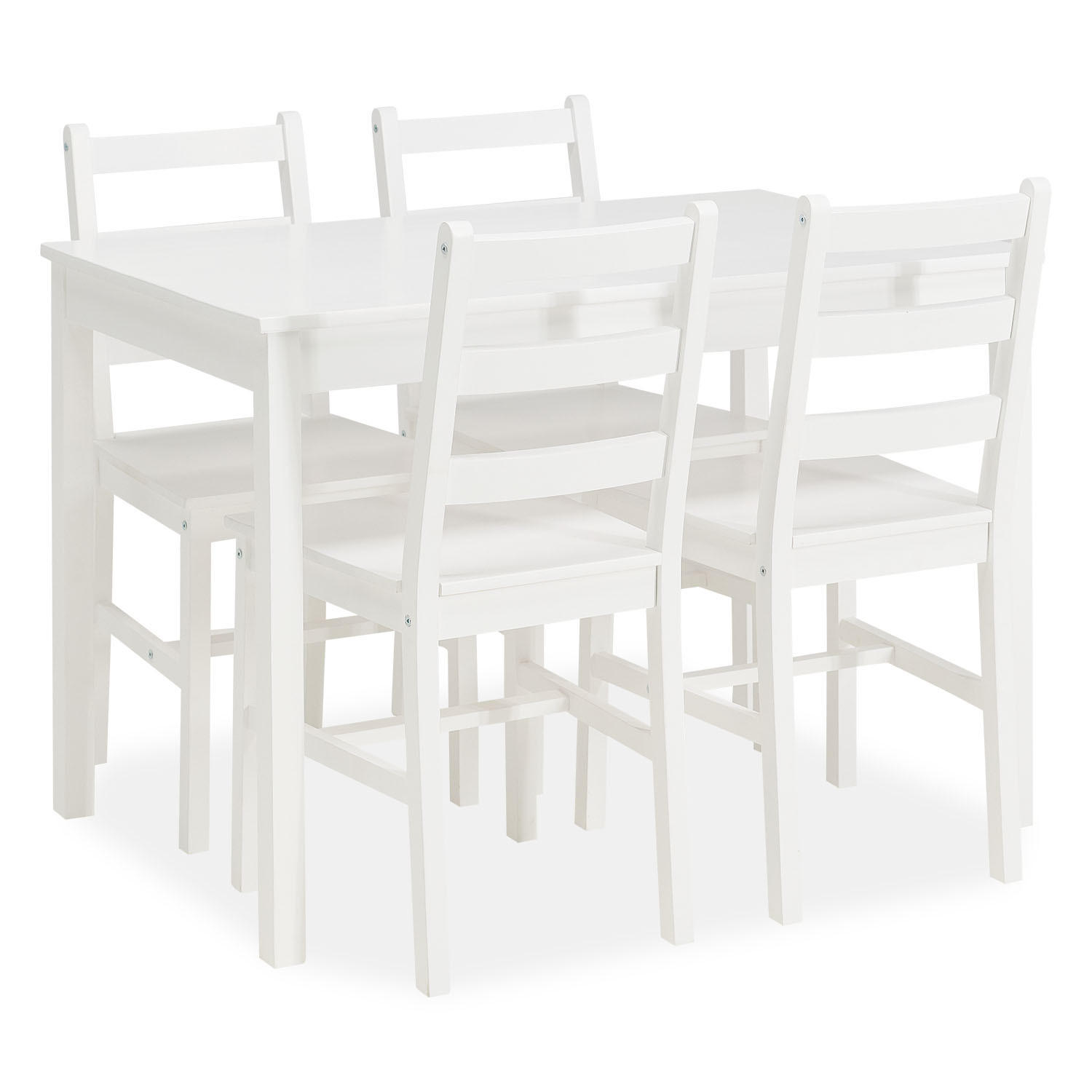 TISCHGRUPPE 108x65 cm weiß mit 4 Stühlen - Weiß, Holz (65/86/108cm) - Homestyle4u