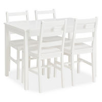 TISCHGRUPPE 108x65 cm weiß mit 4 Stühlen - Grau, Holz (65/86/108cm) - Homestyle4u