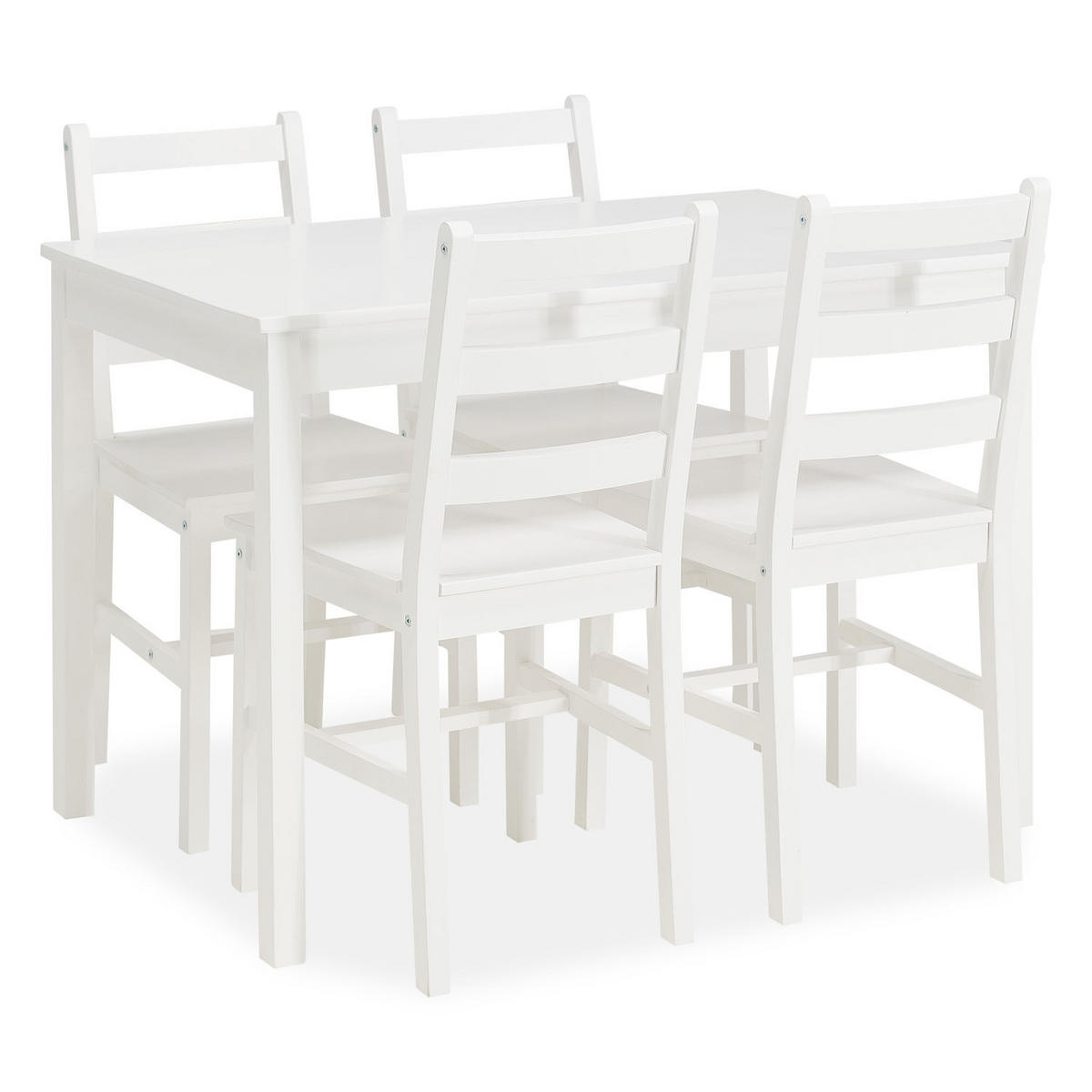 TISCHGRUPPE 108x65 cm weiß mit 4 Stühlen - Grau, Holz (65/86/108cm) - Homestyle4u