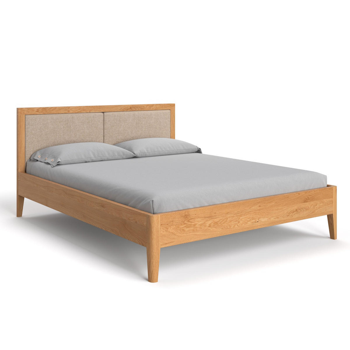 MASSIVHOLZBETT Silva aus Eiche 200x220 cm, Storm 06 - Eichefarben/Beige, Holz (200/220cm) - Danzz