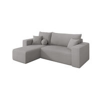 ROHOVÁ SEDAČKA s funkcí spaní, otoman vlevo SENO-L 249x139x85 světle šedá bouclé - černá/stříbrná, kompozitní dřevo/textil (249/139cm) - ALTDECOR