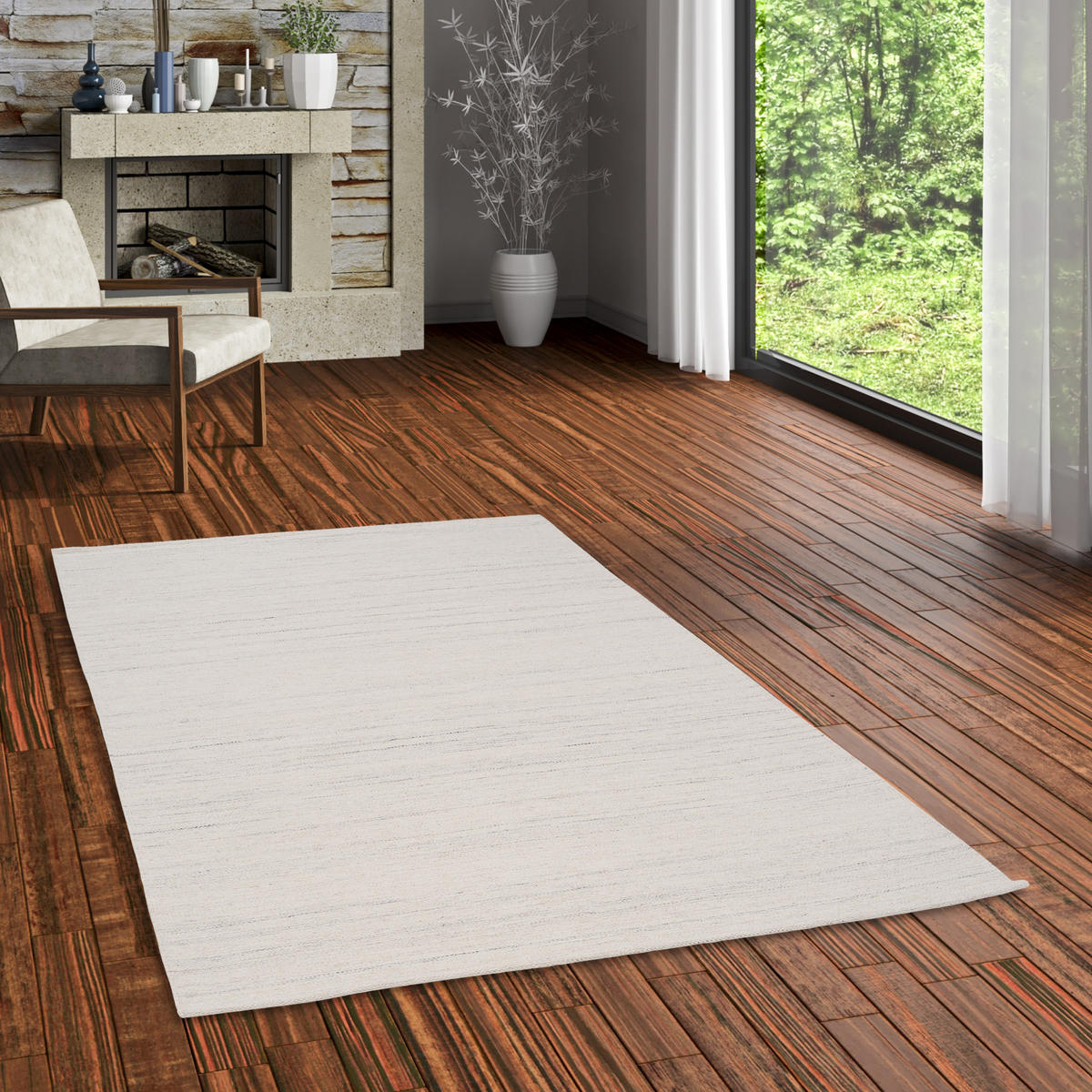 WOLLTEPPICH KELIM NATUR WOOLLY - Grau, Textil (140/200cm) - Pergamon