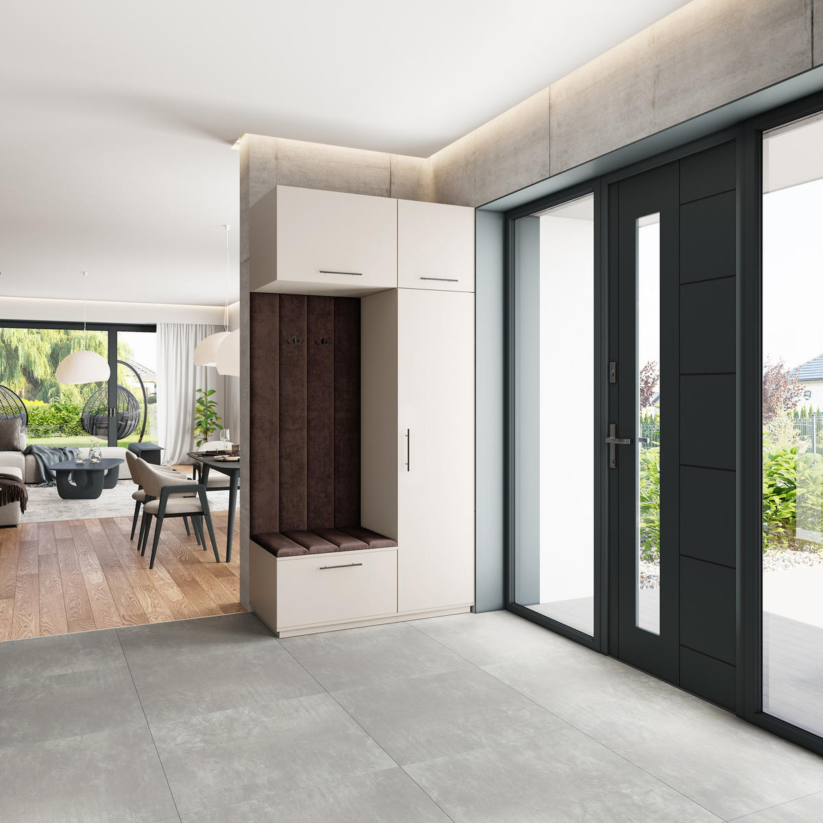 GARDEROBENSCHRANK REMA 120/240/60 cm Modern Garderobe-Set Kaschmir - Kaschmir/Braun, Holzwerkstoff (120/240/60cm) - MASSENO