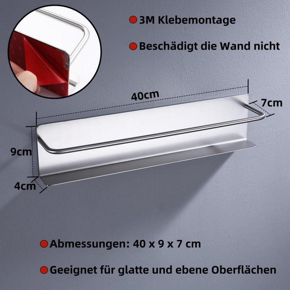 HANDTUCHHALTER Edelstahl Gebürstet 40 cm - Multicolor, Metall (7/9/40cm)