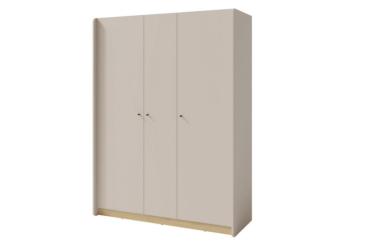 KINDERKLEIDERSCHRANK ALBI 01 dreitürig 145/52/195 in Sandbeige / Geölte Eiche - Eichefarben/Beige, Holzwerkstoff (145/195/52cm) - Deine Möbel 24