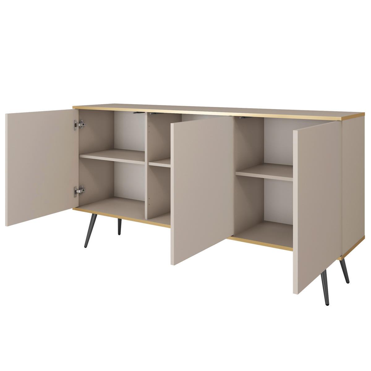 SIDEBOARD VENEZIA 160/85/39cm 3 Türen Beige - Beige, Holzwerkstoff (160/85/39cm) - MASSENO