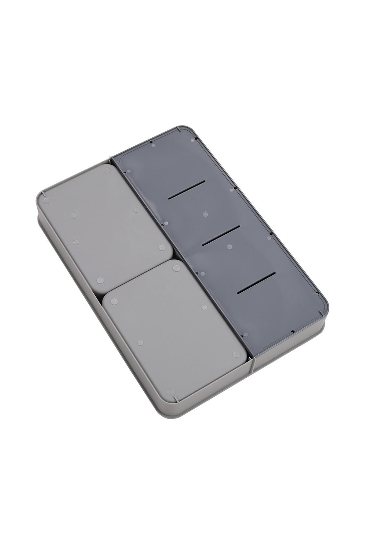 BESTECKORGANIZER Verstellbar für Schubladen aus PP in Grau Rechteckig Umweltfreundlich & ungiftig Ordnung schaffen 28 x 39 x 5,5 cm - Grau, Kunststoff (28/3.5/29cm) - Livingandhome