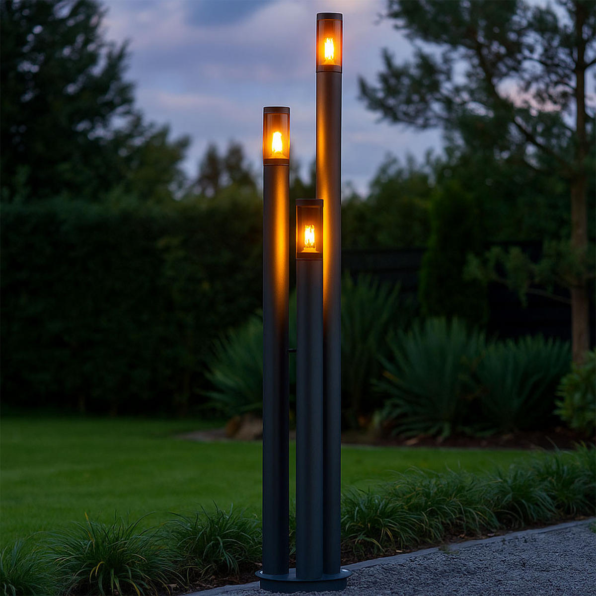 RGB LED STEHLEUCHTE Edelstahl Anthrazit - Anthrazit, Metall (28/28/170cm) - Globo Lighting