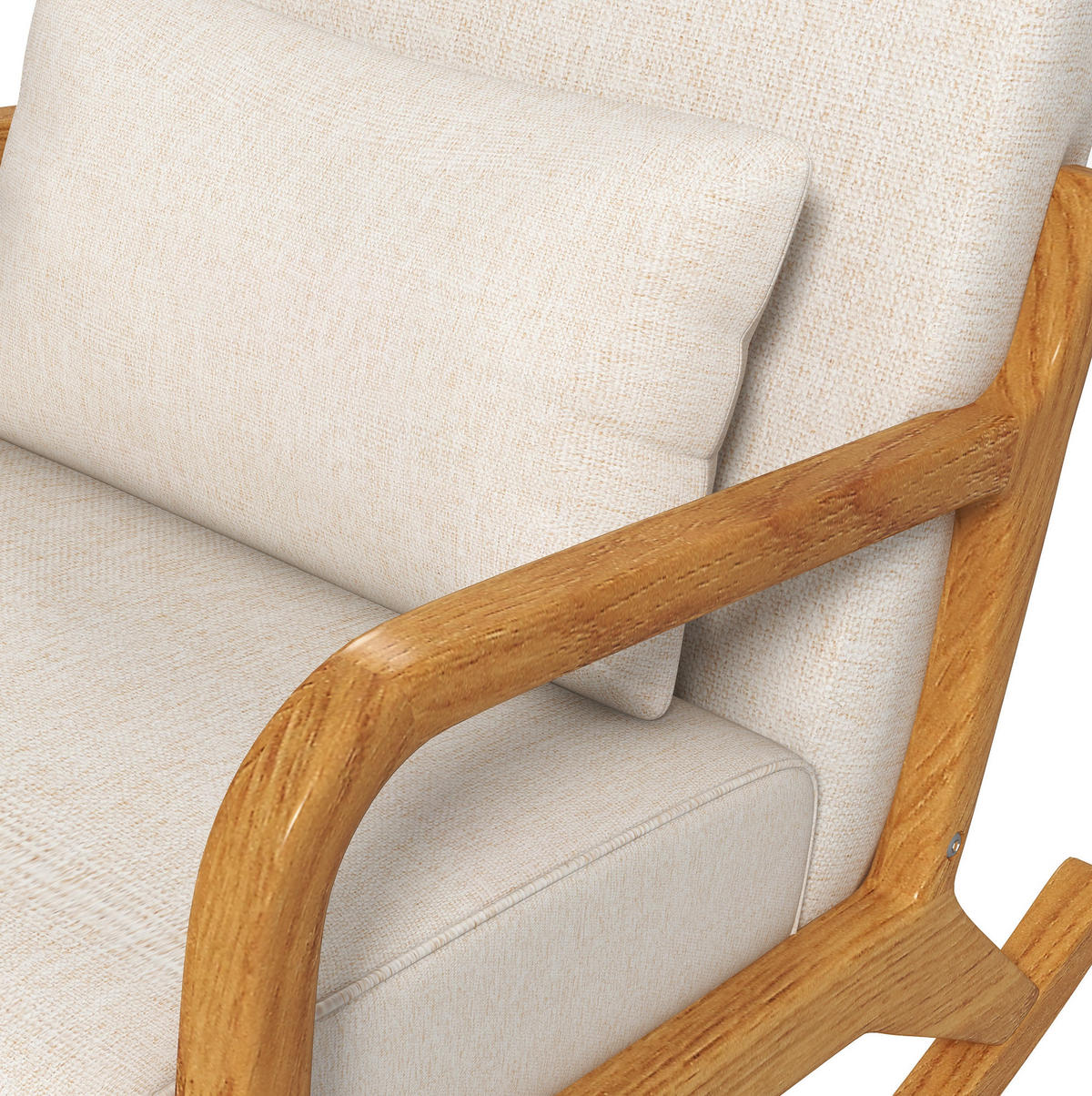 SCHWINGSTUHL mit Armlehnen und Holzgestell in Cremeweiß 64,5/92/81,5 cm - Creme, Holz (92/81.5/64.5cm) - BEAOK