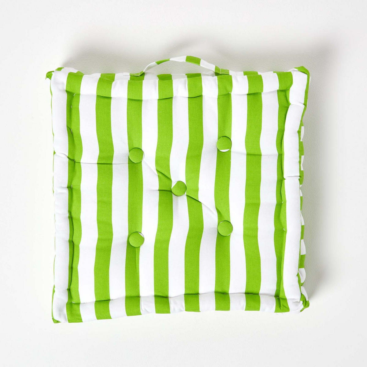 SITZKISSEN grün-weiß gestreift 50/50/10 cm - Grün, Textil (50/50/10cm) - Homescapes