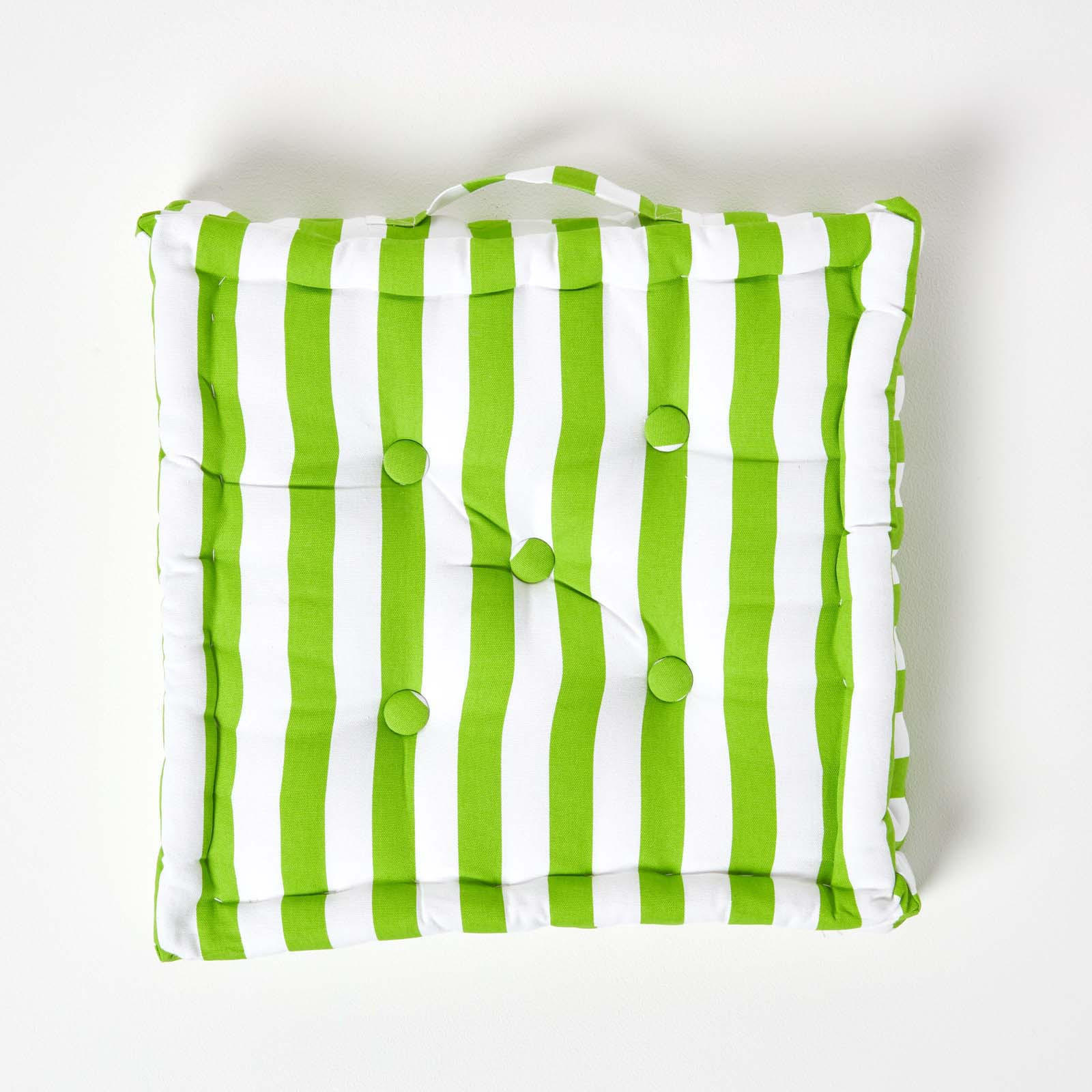 Thumbnail - Homescapes Sitzkissen, Grün, Textil, Gestreift, Füllung: Polyester, Quadratisch, 40x8x40 cm, Oeko-Tex® Standard 100, Woh...