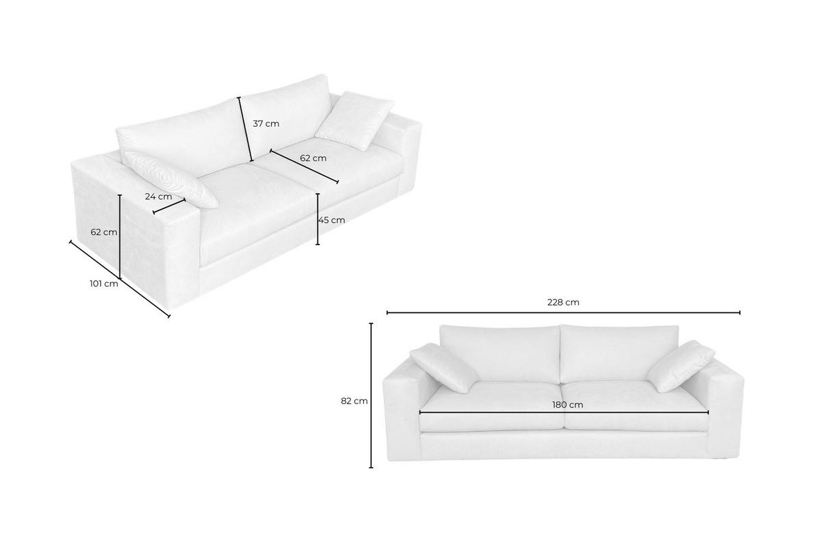 SOFA AMINA Braun Flachgewebe - Dunkelbraun/Schwarz, Buchenholz/Textil (228/82/101cm) - KAWOLA