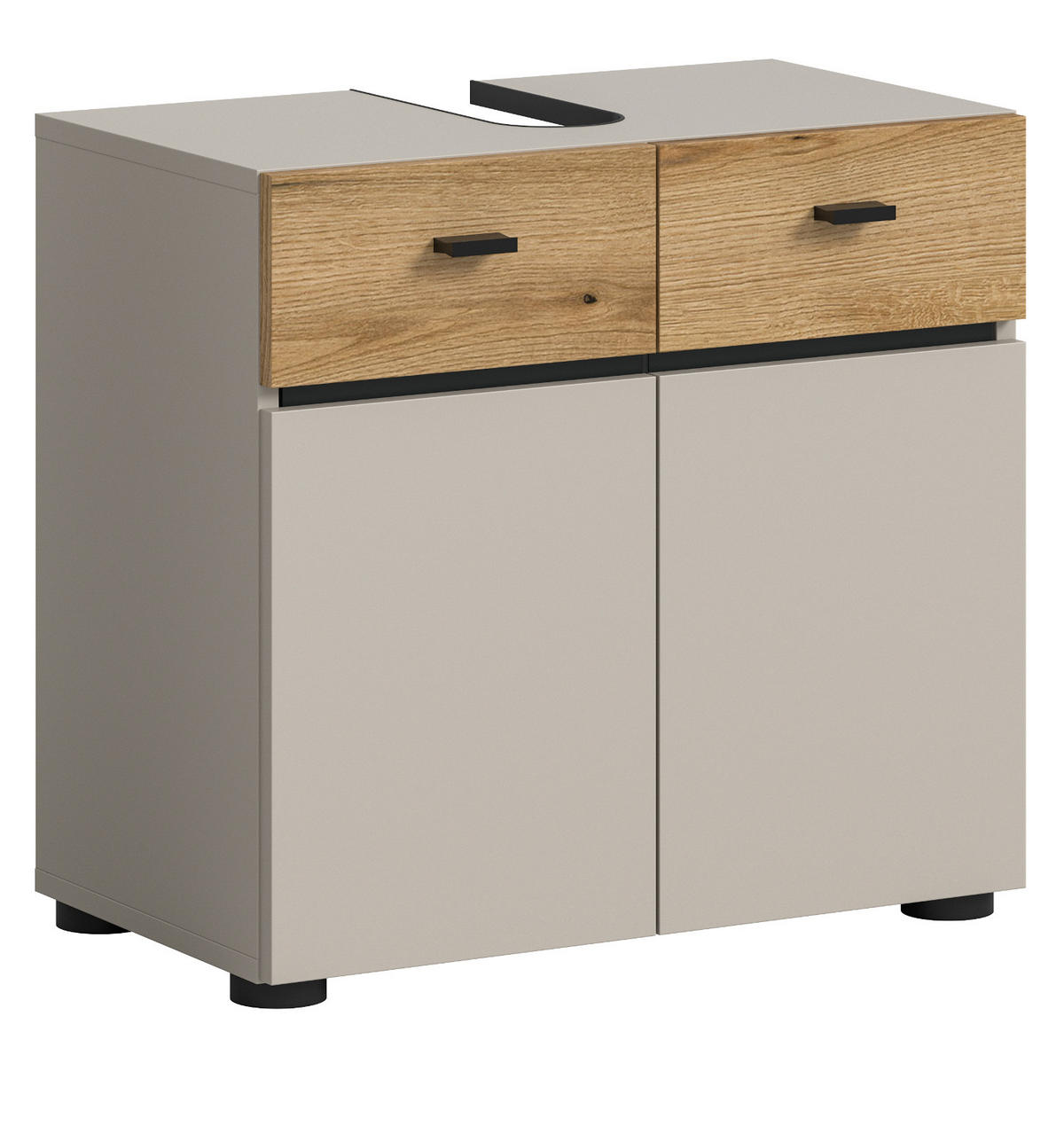WASCHBECKENUNTERSCHRANK Kaschmir, Eiche Evoke 60 cm, Badschrank 2-türig - Kaschmir/Eichefarben, Holzwerkstoff/Kunststoff (60/56/35cm) - Inn.Furn
