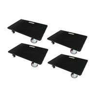 TRANSPORTROLLER 4er-Set mit 4 Rollen 15x40x60 cm Traglast 500kg Sperrholzplatte mit Gummibelag Schwarz - Schwarz, Holzwerkstoff (60/40/15cm) - PROREGAL