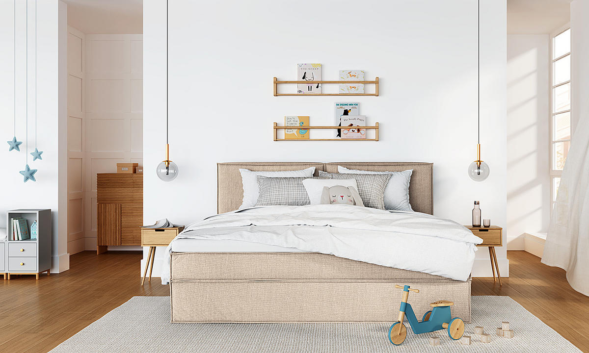 FAMILIENBETT BOXSPRINGBETT - Beige, Textil (240/200cm) - home24