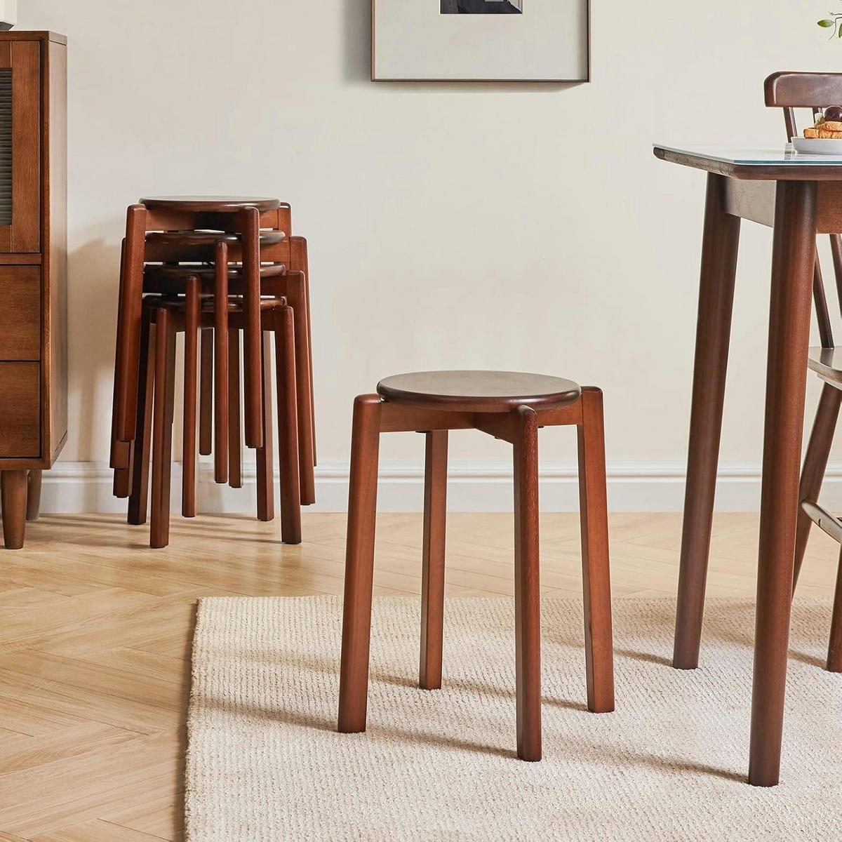 BARHOCKER 4er-Set Massivholz Walnussbraun 27 x 27 x 45 cm - Braun, Holz (27/45/27cm)