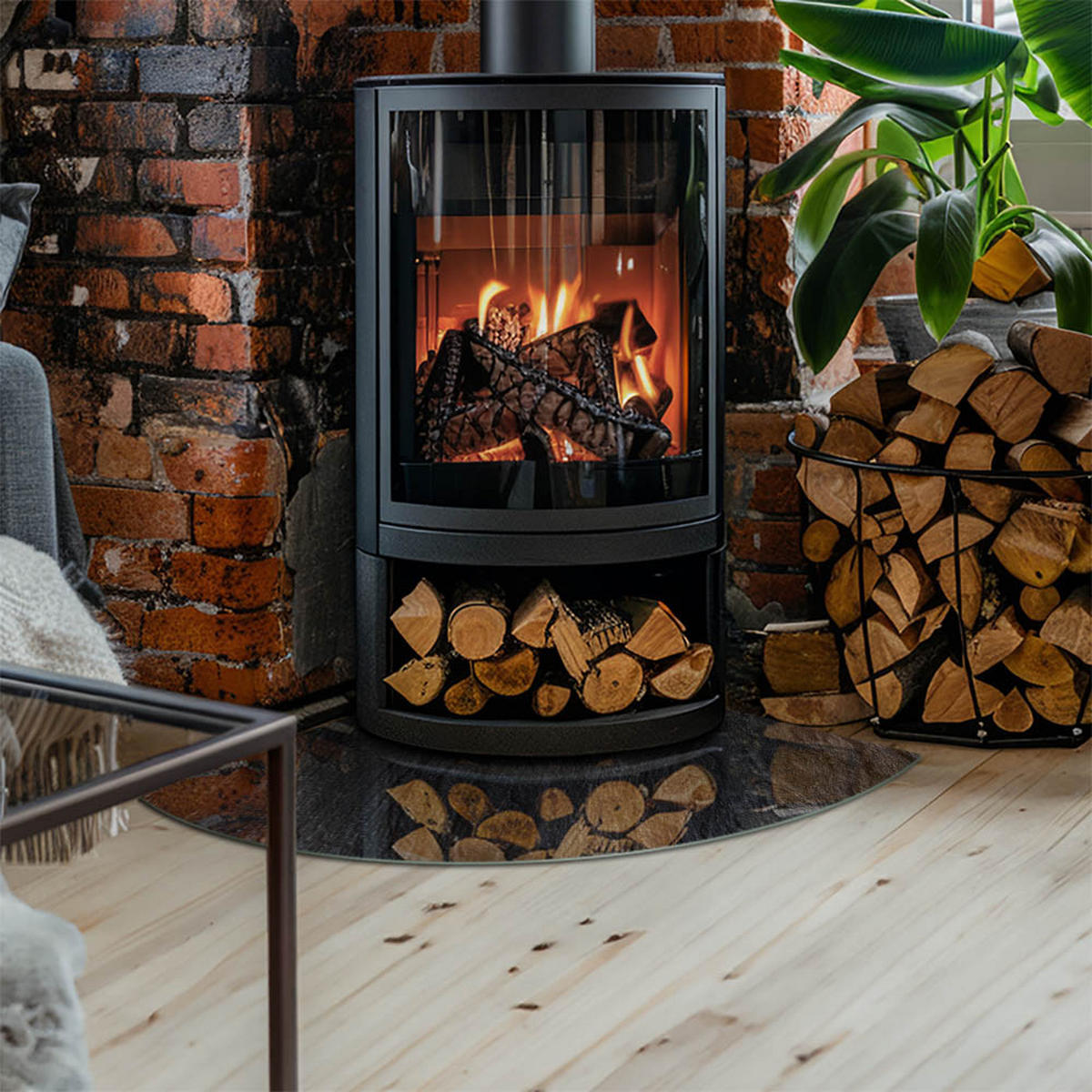 GLASPLATTE für Kamin 100x100 cm - Schwarz, Glas (100/100/0.4cm) - TULUP