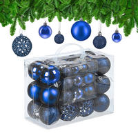 WEIHNACHTSKUGELN-SET 50-tlg. - Dunkelblau, Kunststoff (6/7/6cm) - Relaxdays