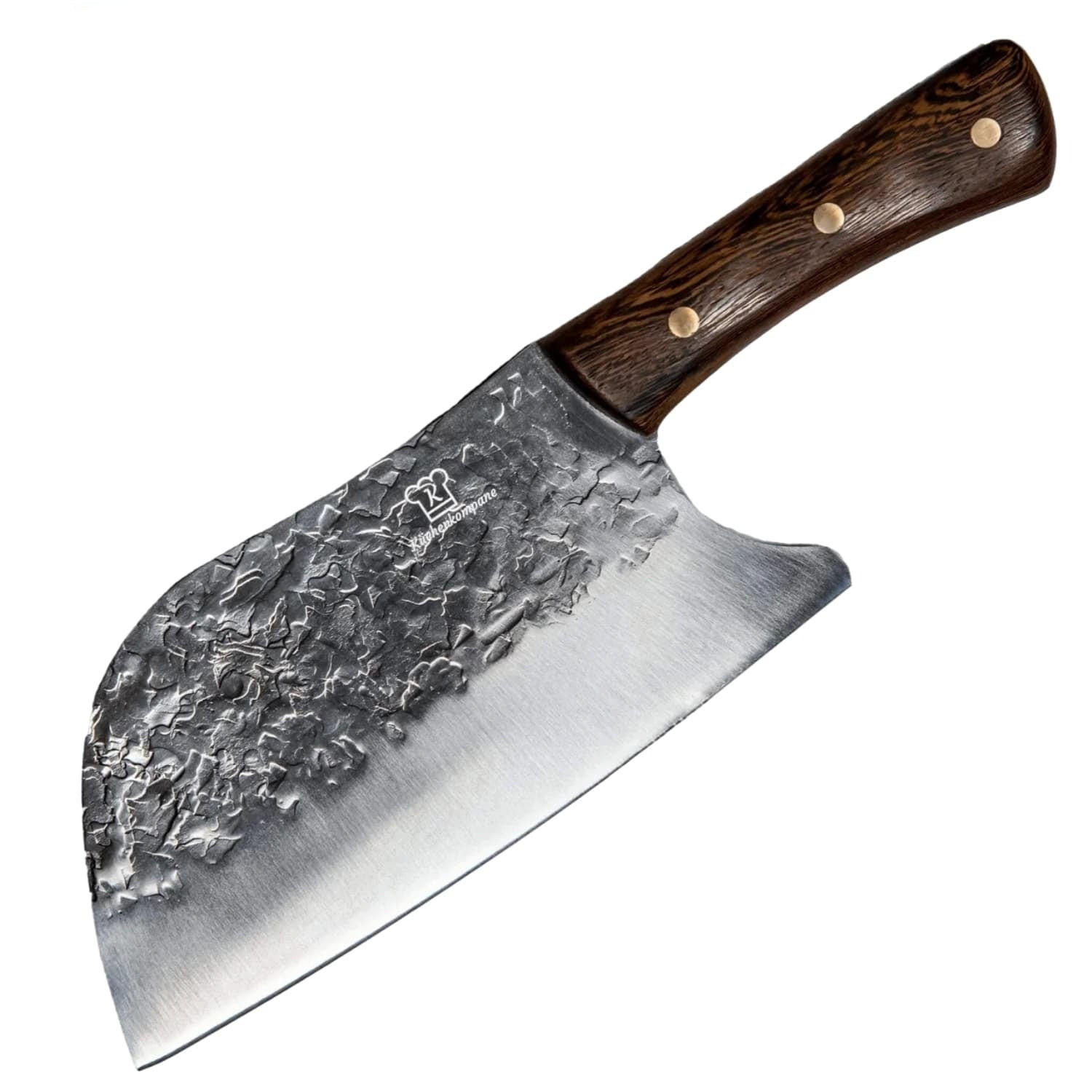 HACKMESSER mit robuster Edelstahlklinge und ergonomischem Echtholz-Griff - Silberfarben/Braun, Holz/Metall (26cm) - Küchenkompane