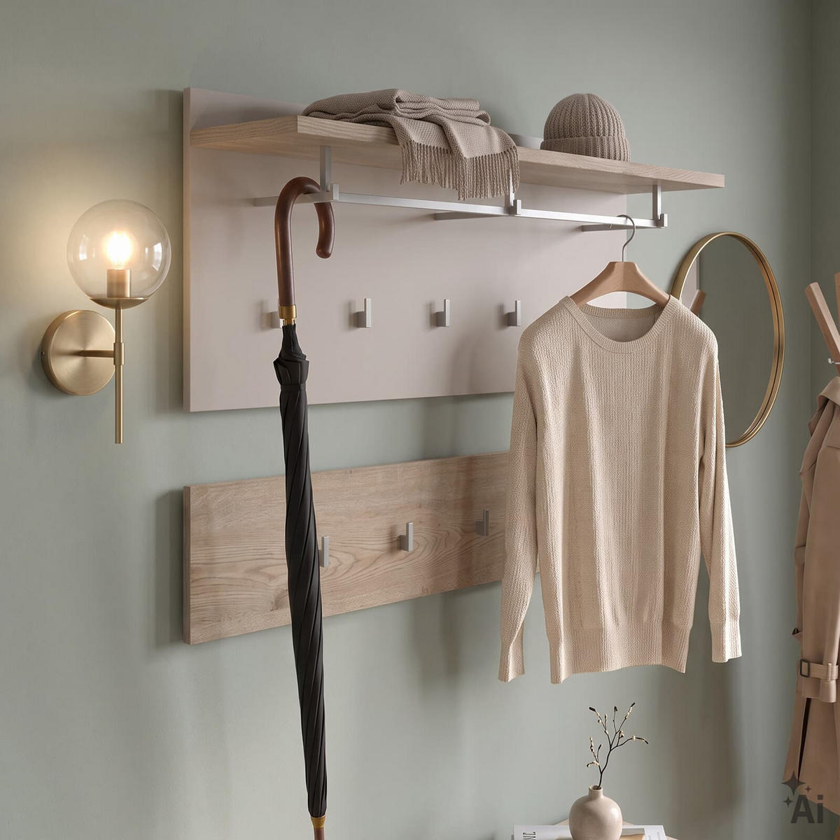 WANDGARDEROBE BILBAO Cremona Eiche/Kaschmir - Kaschmir/Sonoma Eiche, Holzwerkstoff (90/60/30cm) - IDIMEX