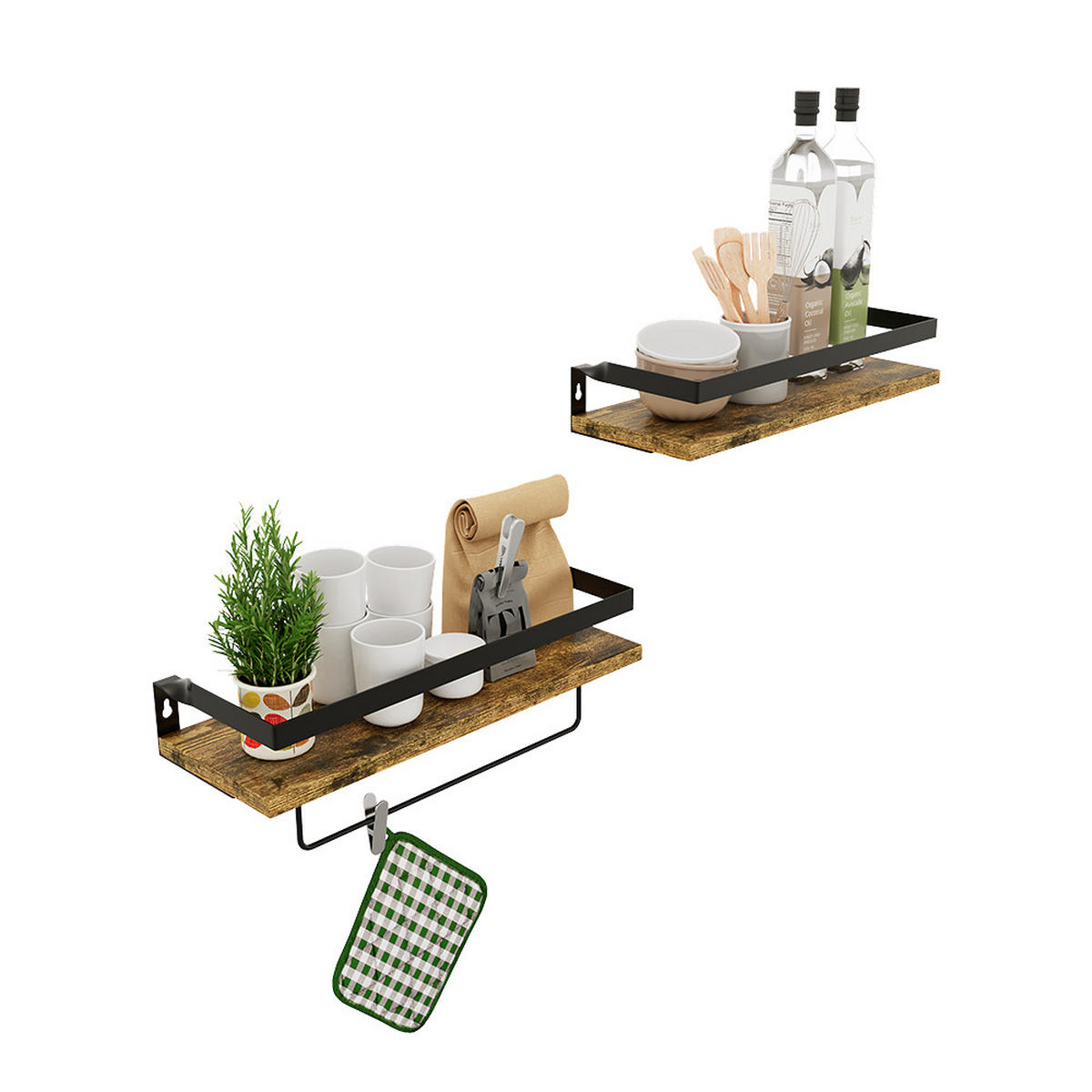WANDREGAL Fyrk Eiche rustikal 43 x 13 cm 2er Set - Wildeiche, Holzwerkstoff (43/13/15cm) - Vicco
