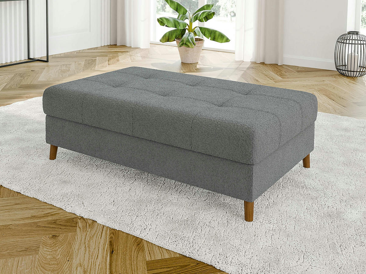 WOHNLANDSCHAFT inkl. Hocker Henrik Grau Boucle - Braun/Grau, Holz/Textil (310/81/161cm) - S-Style Möbel