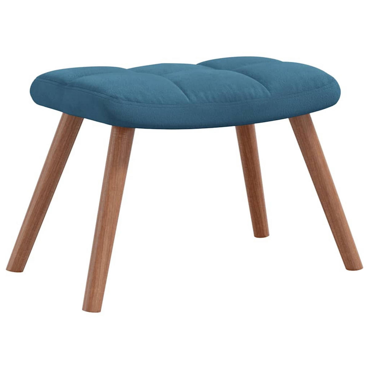 SESSEL mit Hocker, Holzbeine 61,5/69/95,5 cm aus Samt Blau - Blau/Braun, Holz/Textil (61.5/95.5/69cm) - vidaXL