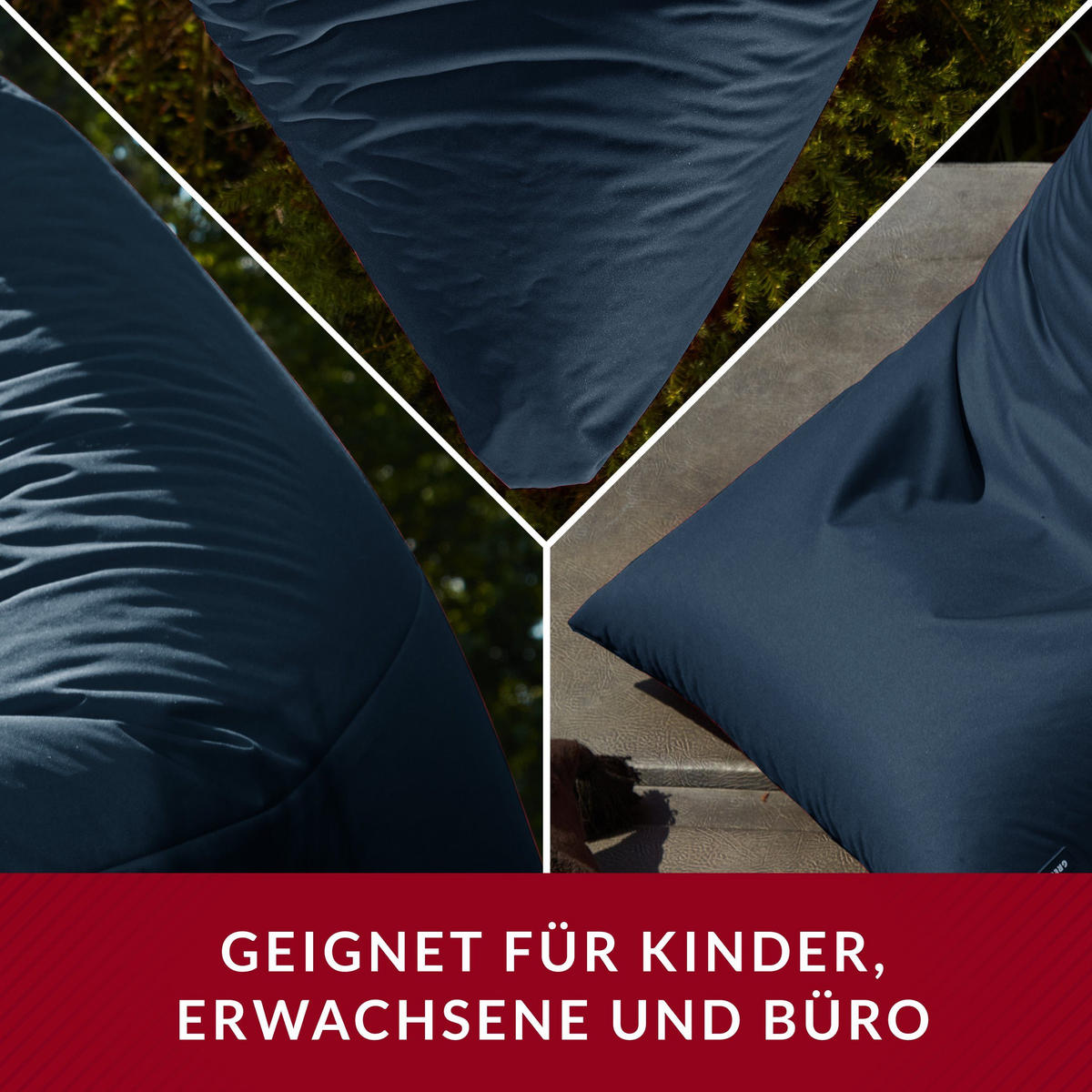 OUTDOOR SITZSACK Triangle 150x100x100cm - Dunkelblau, Textil (100/100/150cm) - Green Bean