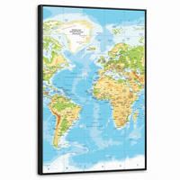LEINWAND Bilder mit Rahmen - Weltkarte - Statistisch - Blau - Erde - Bildung - 60x90 - Blau, Textil (60/90cm) - MuchoWow