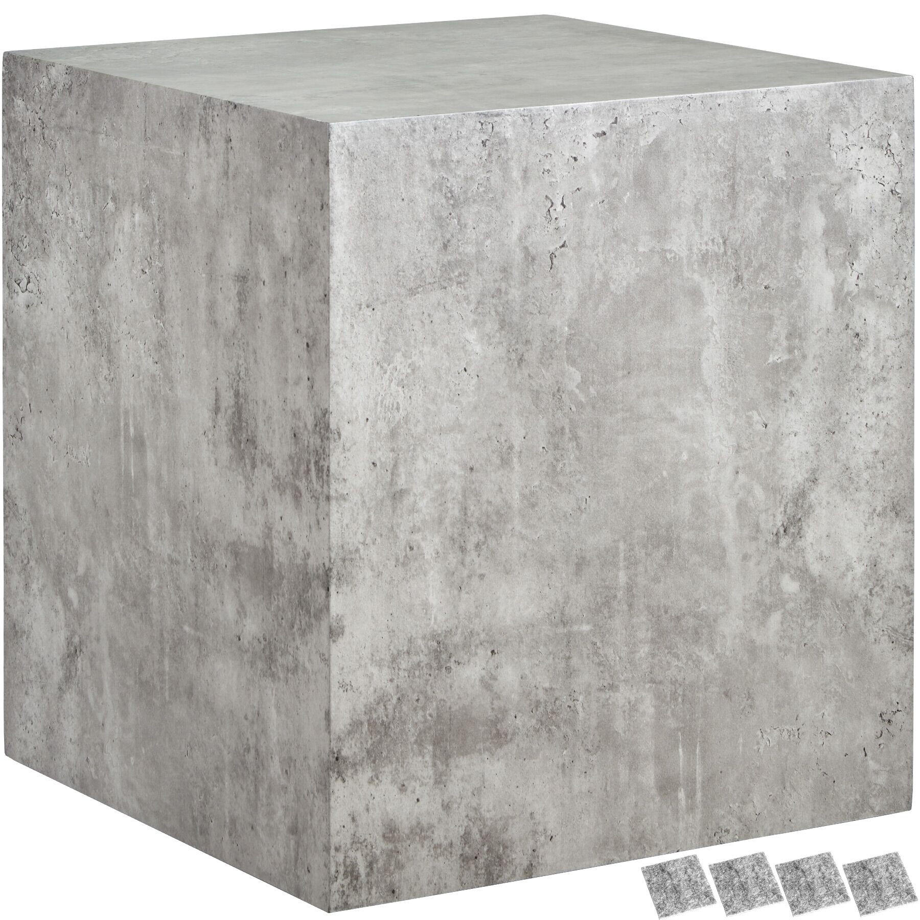 COUCHTISCH Lasley,inkl. Bodenschoner, Belastbarkeit 45 kg,Beton Optik - Grau, Holz (45/45/50cm) - tectake