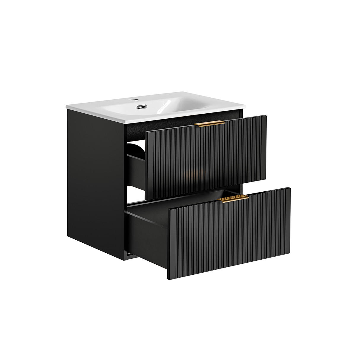 WASCHTISCH 60.2cm Adriel Mattschwarz - Schwarz, Holzwerkstoff (60.2/57/46cm) - Petits-meubles