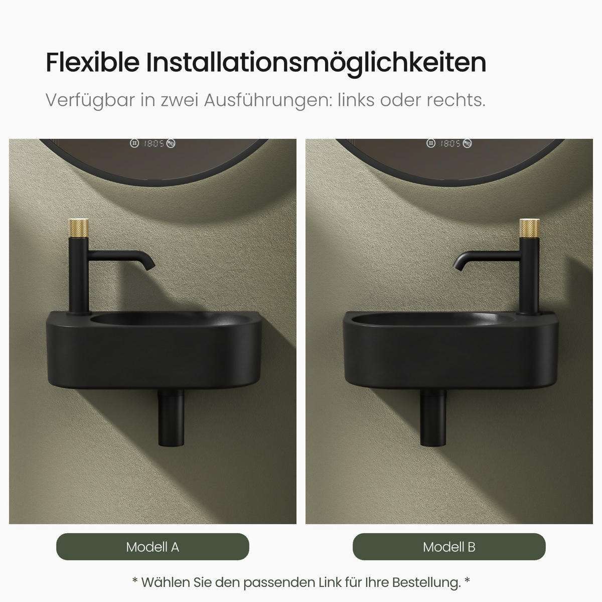 WASCHBECKEN Abgerundete Ecken Rechtes Hahnloch Mattschwarz - Schwarz, Keramik (21.5/12/40cm) - EMKE