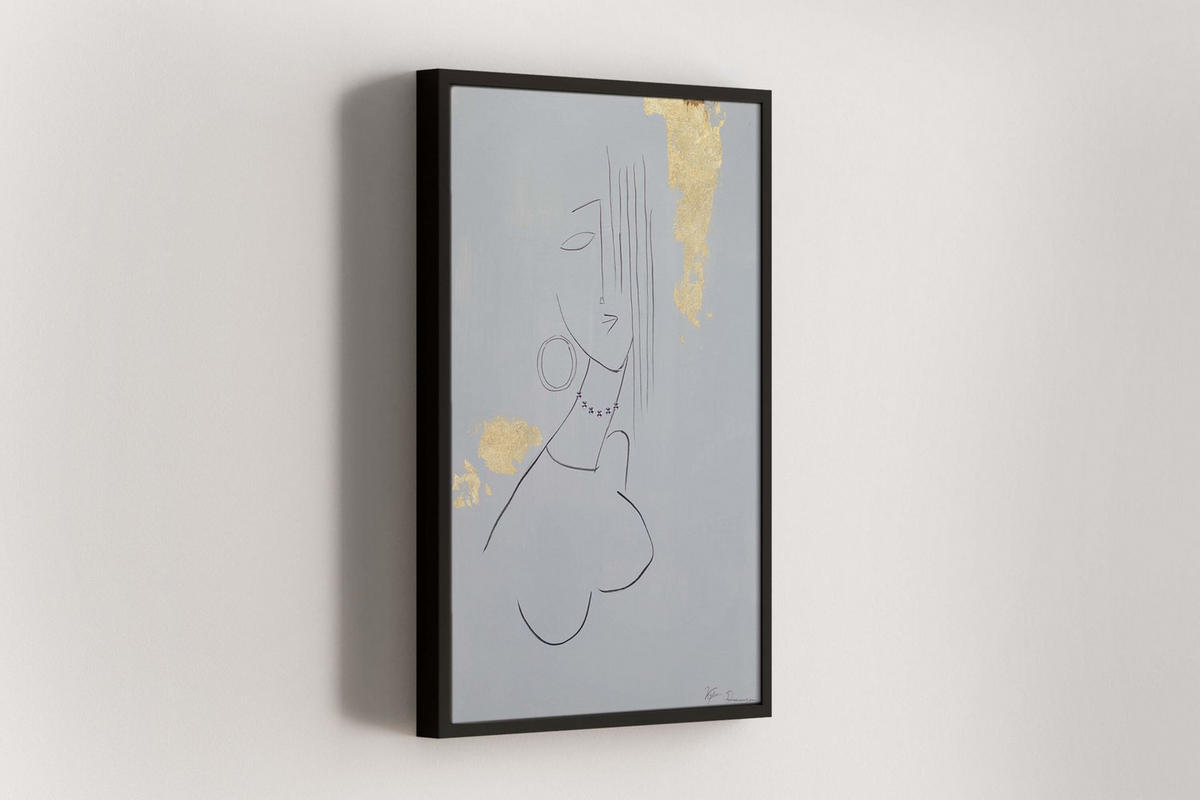 RUČNE MAĽOVANÝ AKRYLOVÝ OBRAZ 60/90 cm, čierny, figurálny motív - čierna, drevo/textil (60/90cm) - KUNSTLOFT