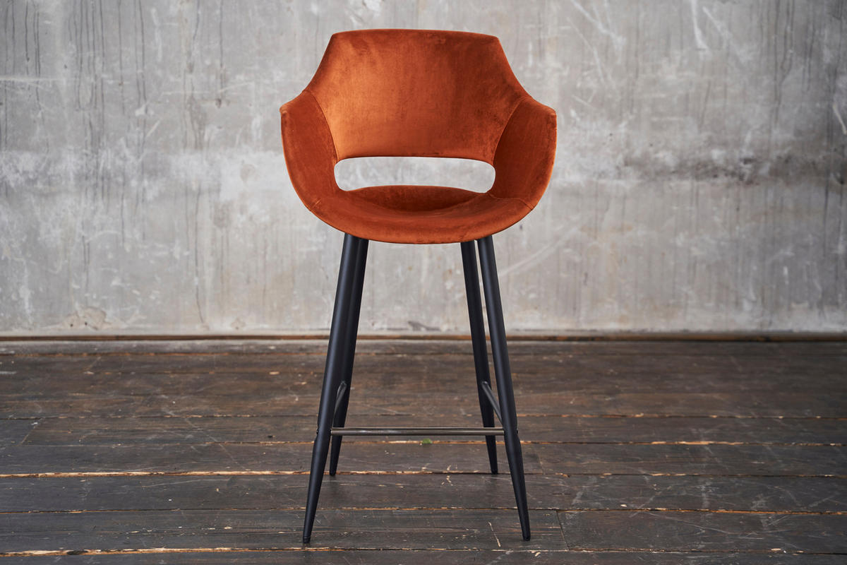 BARHOCKER ZAJA Braun Velvet - Braun, Textil (57/114/59cm) - KAWOLA