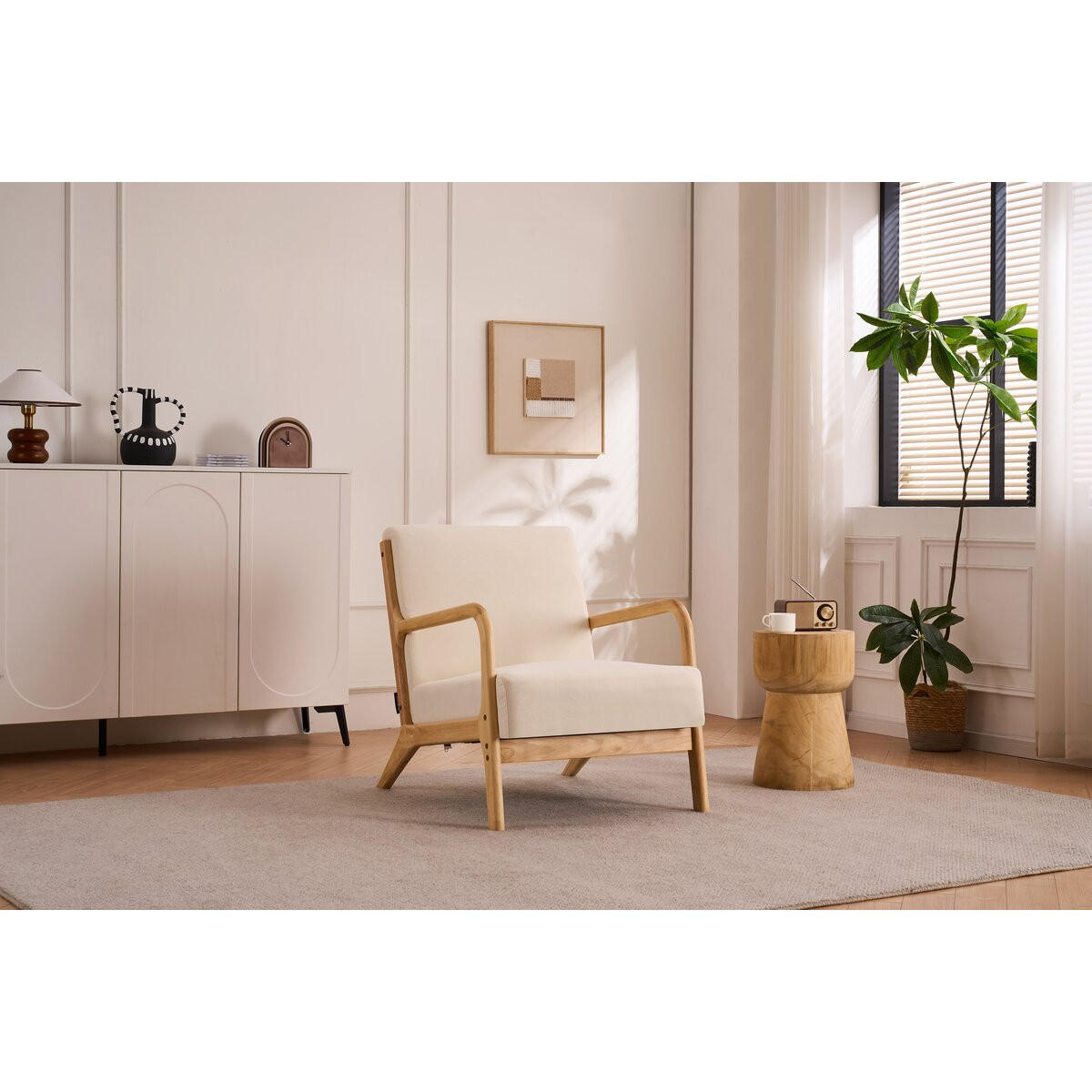 SESSEL - "Clinton" aus Holz im skandinavischen Stil - Beige - Beige, Textil (81/77/64.5cm) - Habitat Garten