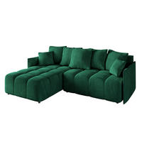 ECKSOFA mit Schlaffunktion und Bettkasten LONLI-L 242x175x88 Dunkelgrün Velours - Dunkelgrün, Holzwerkstoff/Kunststoff (242/175cm) - ALTDECOR