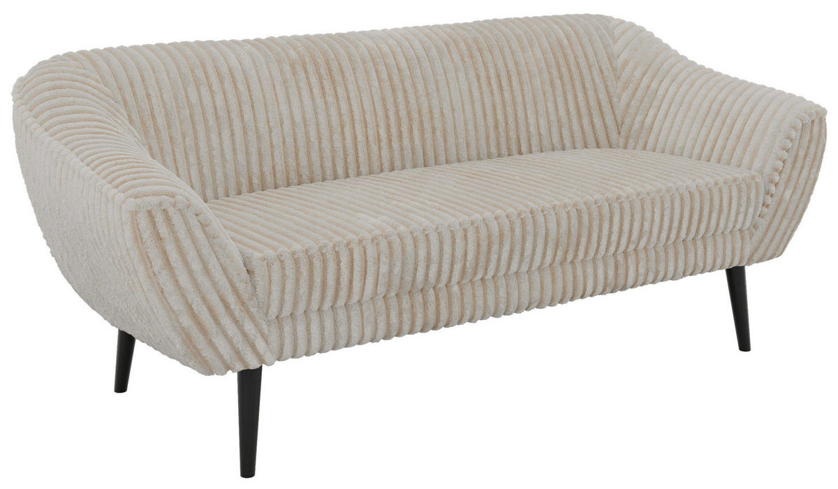 TROJMIESTNA POHOVKA PIRS 3 - Béžová Manšester - Čierne nohy - čierna/krémová, kompozitné drevo/textil (180/75/74cm) - MKS