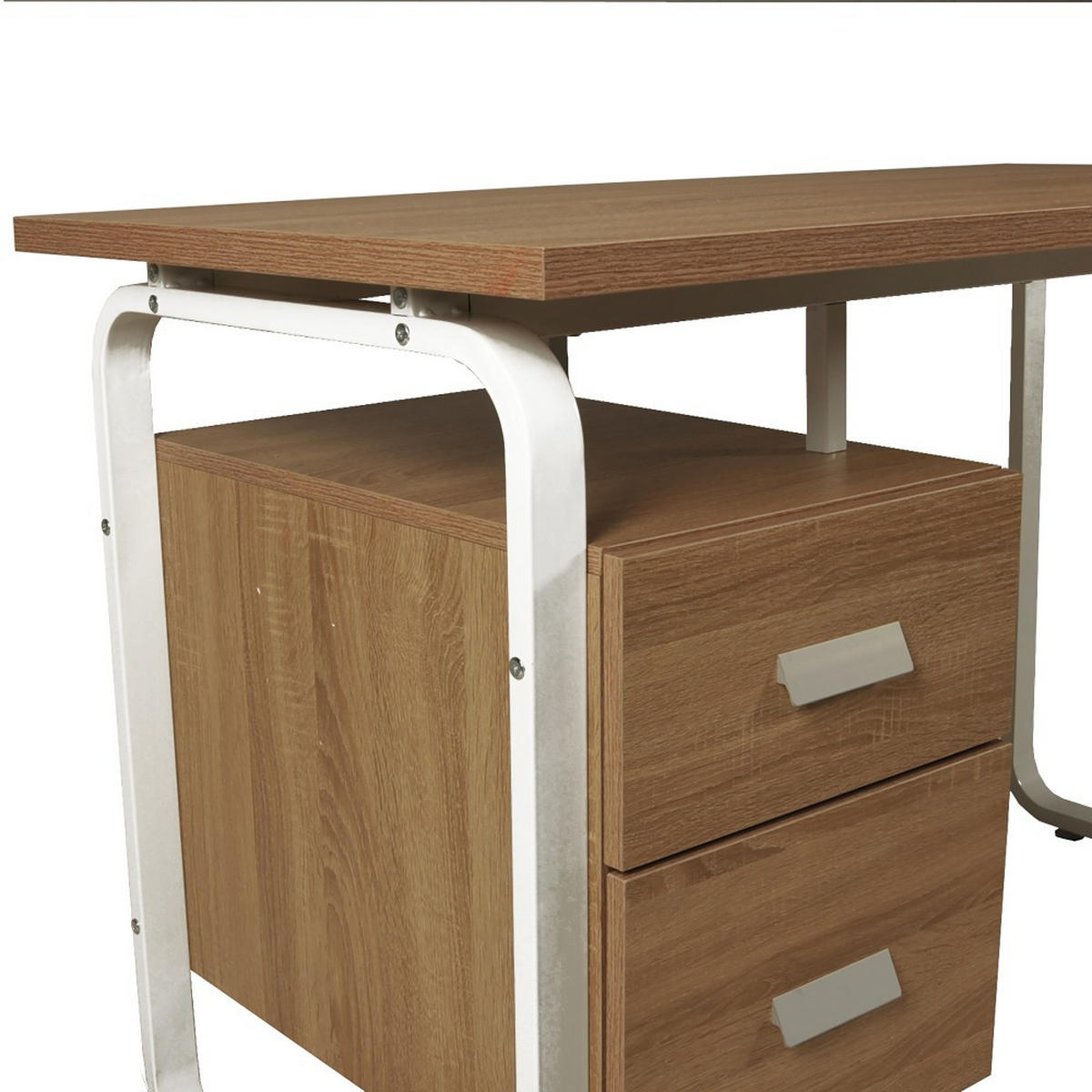 SCHREIBTISCH mit Schubladen PEARL/ Eiche dekor und Metall Weiß - Weiß/Sonoma Eiche, Holzwerkstoff/Metall (120/60/76cm) - Weber Industries