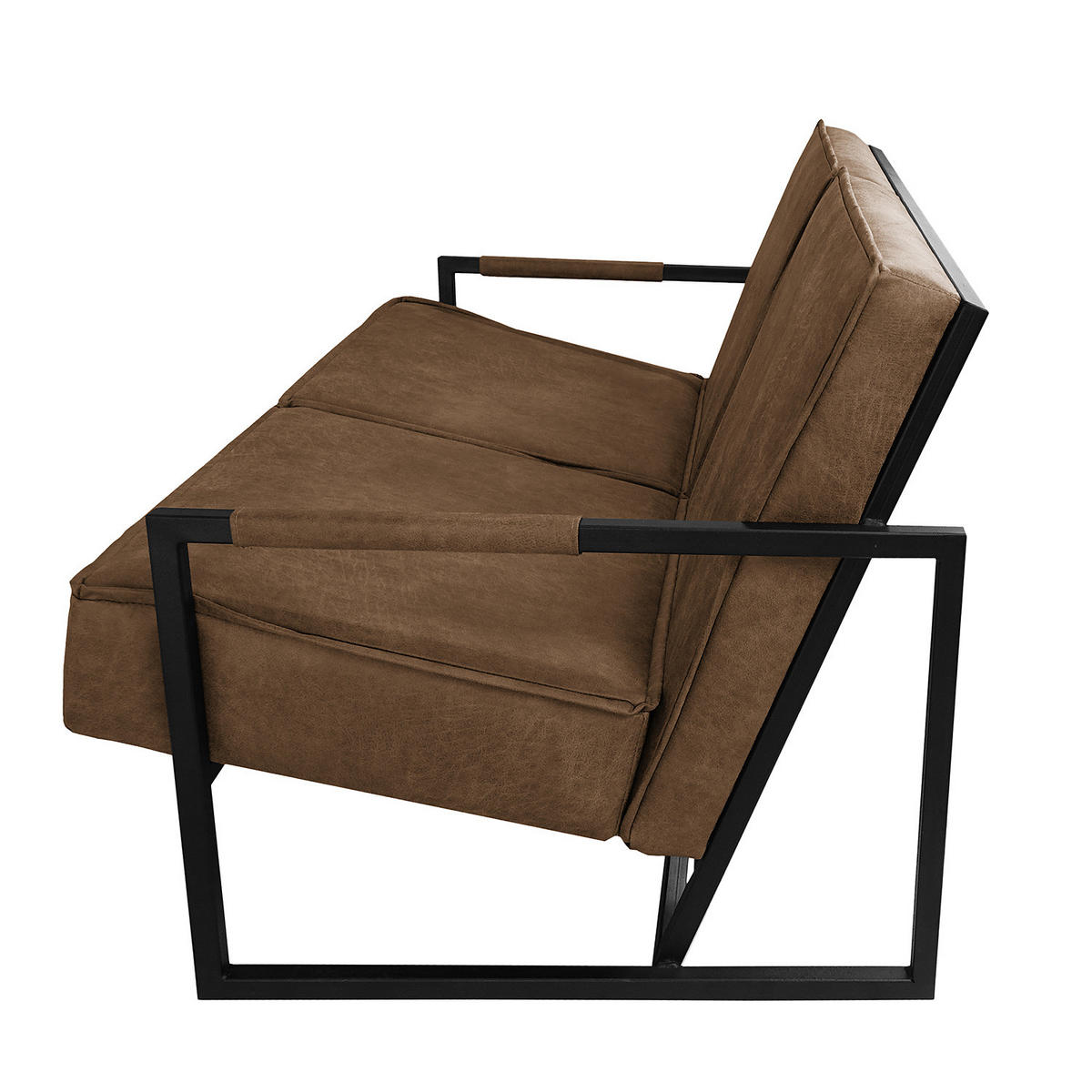 2-SITZER SOFA - Antiklederlook - Schlammfarben, Textil (125/74/82cm) - home24