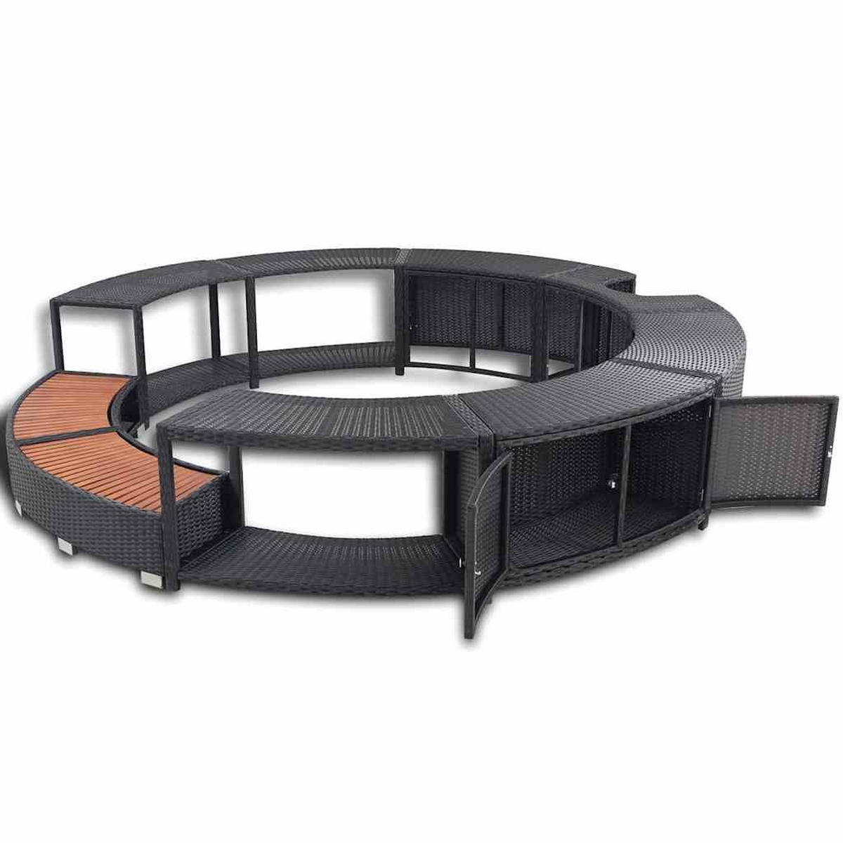 WHIRLPOOL-UMRANDUNG Schwarz Poly-Rattan - Schwarz, Kunststoff (283/283cm) - vidaXL