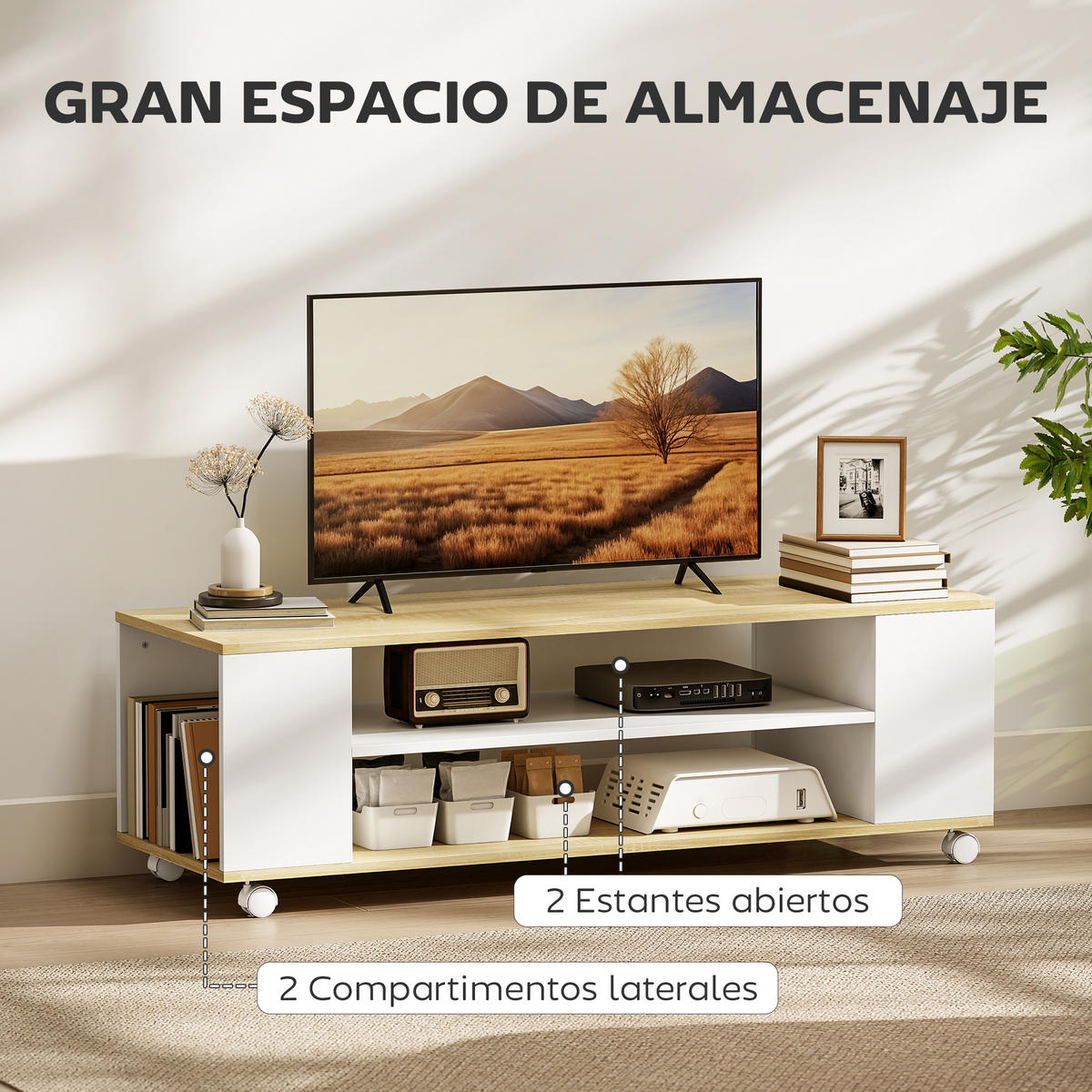 TV-MÖBEL Weiß 1 Stück - Weiß, Holzwerkstoff (120/38.5/40cm) - GiPP