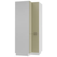 ECKVORRATSSCHRANK Kvantum D24N/207 Weiß / Vanille Matt - Creme/Weiß, Holz/Holzwerkstoff (90/207/90cm) - Feldmann-Wohnen