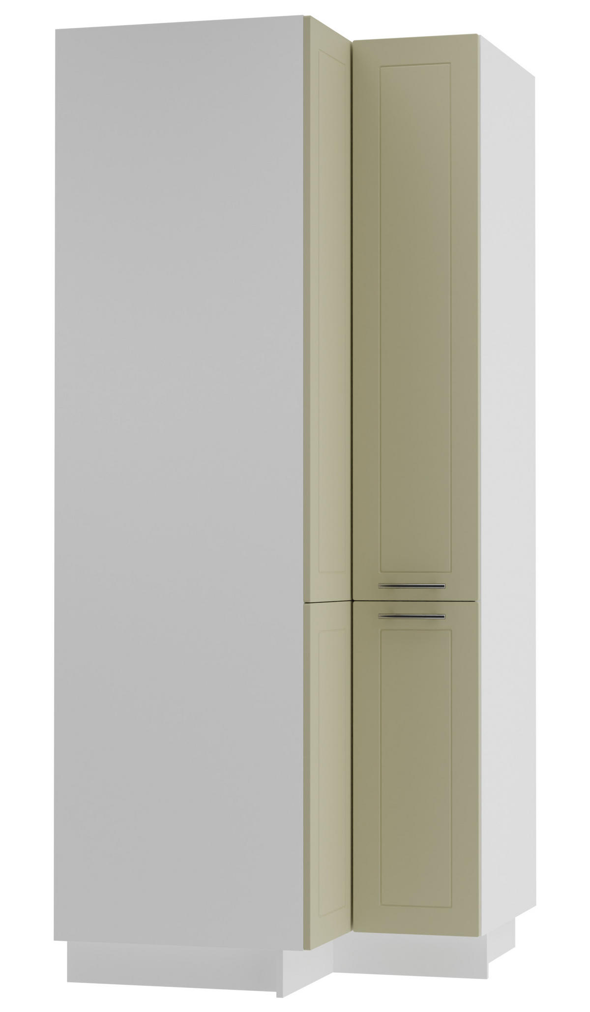 ECKVORRATSSCHRANK Kvantum D24N/207 Weiß / Vanille Matt - Creme/Weiß, Holz/Holzwerkstoff (90/207/90cm) - Feldmann-Wohnen