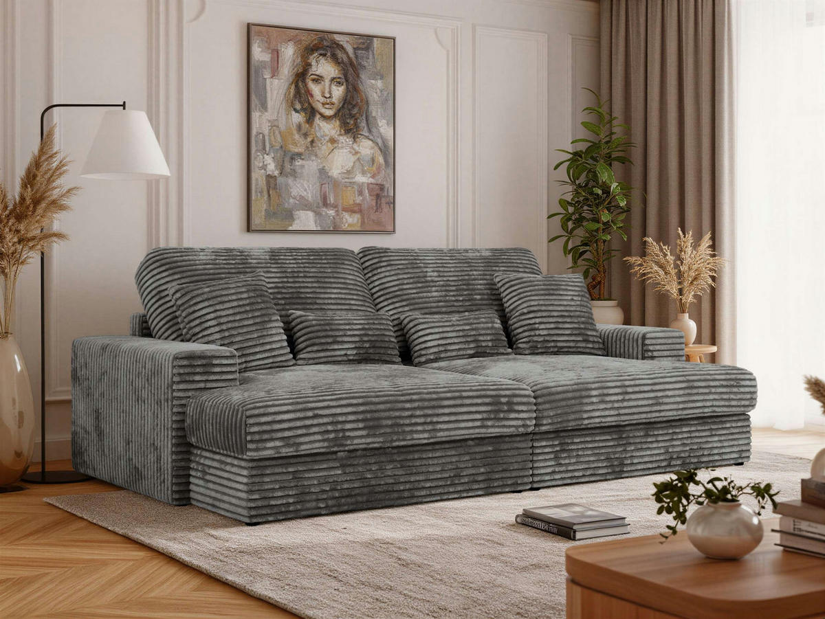 ŠTVORMIESTOVÁ POHOVKA ANERO - Sivá Manšester - čierna/sivá, textil/plast (292/107/163cm) - MKS