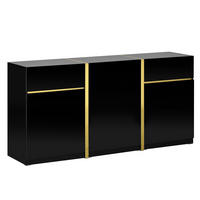 KOMMODE aus MDF & Spanplatte 160x40x78cm in Schwarz mit Hochglanz - Schwarz, Holzwerkstoff (160/78/40cm) - Modfu